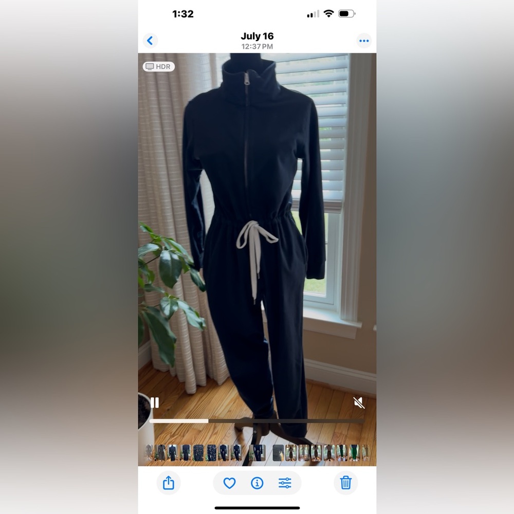 Smash + Tess Navy Jumpsuit with Cream Drawstring